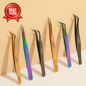 Pince à épiler de haute qualité [BEST] – Forme droite et courbée standard, en acier inoxydable, pointe fine, durable, pour extensions de cils et volume - Product Image 1