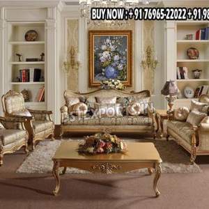 Lujoso Juego de Sofás Hechos a Mano Estilo Imperial, Muebles de Salón Victorianos en Blanco Real y Dorado, Juego de Sofás de Madera de Teca, Nueva York - Product Image 2