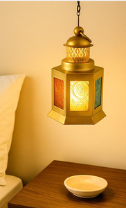 Lanterne à bougie en verre gaufré, lampe suspendue faite à la main, décoration pour la maison, mariage, Ramadan - Product Image 2