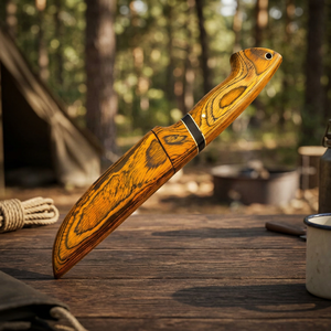 Couteau de chasse artisanal en acier Damas, avec manche et fourreau en bois de pukka, couteau de camping, cadeau de Noël - Product Image 5