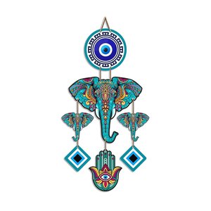 Sculpture murale éléphant tribal œil porte-bonheur style bohème Feng Shui pour entrée de maison, décoration Vastu porte-bonheur - Product Image 5