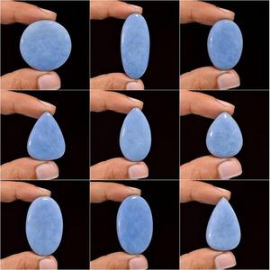 Chakralume Cabochons en cristal d'angélite naturelle polis à la main, pierres de guérison, pierres précieuses bleu clair, pour bagues, pendentifs et boucles d'oreilles, bijoux - Product Image 4