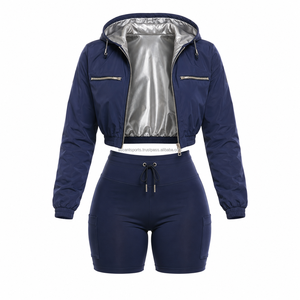 Custom Printed Logo Girls Hooded Windbreaker Set Ripstop Polyester Fabric Side <b>Zip</b> Pocket Shorts Wholesale OEM Private Wear - Product Image 1