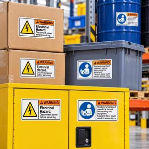 ป้ายเตือนความปลอดภัยทางอุตสาหกรรม สติกเกอร์เตือนอันตรายทางไฟฟ้า สำหรับเครื่องจักรและอุปกรณ์ - Product Image 3