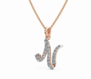 Pendentif Lettara Initial N en diamant de laboratoire de 0,569 carat, collier lettre 22 pièces en or jaune, rose ou blanc 9K, 14K, 18K, cadeau de bijoux - Product Image 3