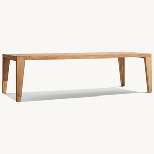 Mesa rectangular de madera de teca con veta fuerte para uso en exteriores, ideal para jardines. - Product Image 1