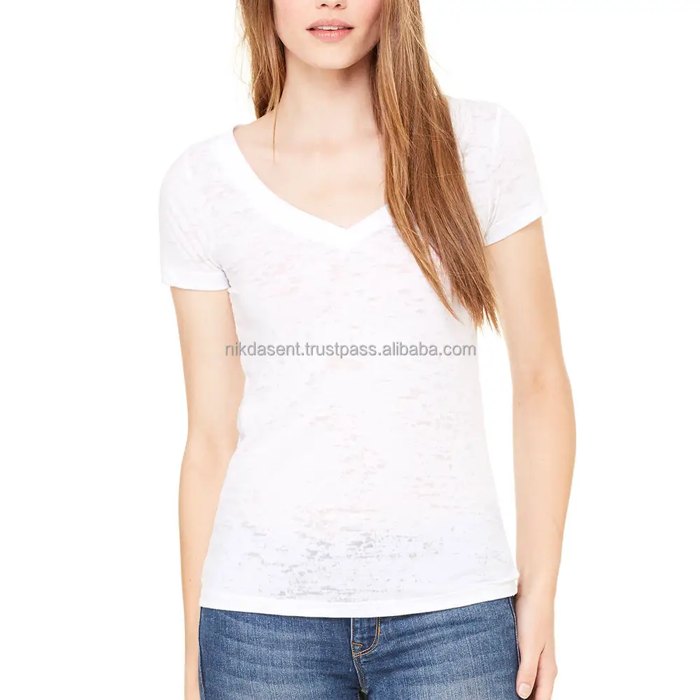 벨라 + 캔버스 여성 티슈 저지 딥 브이넥 티셔츠 WHITE 캐주얼핏 티셔츠 핏 화이트 브이넥 여성 통기성 T 셔츠