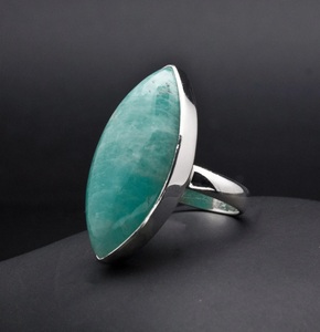 Anillo de Amazonita Natural en Plata de Ley 925, Joyería Artesanal con Piedras Preciosas, Anillo Estilo Boho - Product Image 1