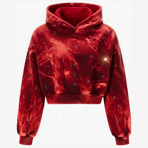 Sudadera con Capucha Corta Eyre Sport Wear Personalizada con Pedrería, Estilo Oversize, Tendencia Streetwear, Casual de Invierno, Unisex - Product Image 1