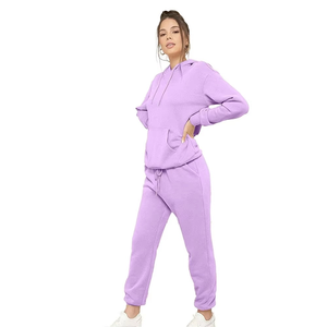 Ensemble de survêtement classique pour femme en molleton doux de coton, couleur lilas, avec sweat à capuche et pantalon de jogging, tenue élégante deux pièces pour la gym et les voyages - Product Image 3