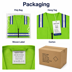 Gilet de sécurité réfléchissant à haute visibilité, design à bandes, polyester, vêtements de travail unisexes, construction, sécurité personnelle, CE/EU - Product Image 6