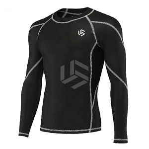 High Quality <b>Men's</b> <b>Compression</b> <b>Shirts</b> Custom Made with Knitted Fabric Breathable Anti-UV Quick Dry Best Selling OEM Service - Product Image 4