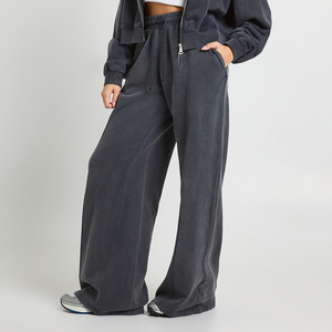 Personalized <b>Women</b> Dark Gray Oversized Wide Leg Sweatpants Casual Loose Fit Polyester Cotton <b>Joggers</b> With Custom Logo For <b>Women</b> - Product Image 1