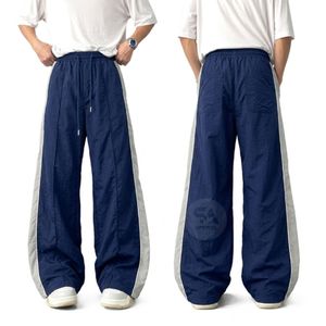 Premium <b>Men's</b> Contrast Stitch Baggy Sweatpants Relaxed Straight Leg Drawstring Casual Street Fashion <b>Lounge</b> <b>Trousers</b> - Product Image 5