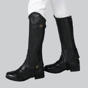 Bottes d'équitation en cuir noir avec fermeture à pression latérale pour usage équestre, haute qualité, 100% cuir, style western, pour courses hippiques. - Product Image 2