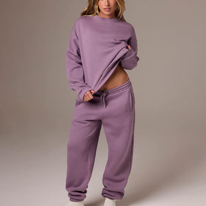 Ensemble de survêtement personnalisé haut de gamme pour femme, grande taille, 2 pièces, en jersey brossé respirant et polaire écologique - Product Image 1