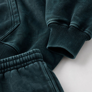 Ensembles de sweats à capuche zippés en molleton de coton épais, style vintage High Street, délavés à l'acide, pour hommes, vente en gros, streetwear oversize personnalisé - Product Image 2