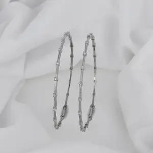 Dainty Classic 925 Silver Round Natural <b>Crystal</b> Embellished Bangle Set Elegant Fine Jewelry for Gifting - Product Image 3