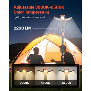 Lampada da Lavoro LED Ricaricabile 10Ah con 2200 Lumen, 3 Teste Luminose e Treppiede Staccabile per Campeggio e Officine, Alimentazione DC - Product Image 2