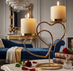 Gold Tapered Metal Candlestick <b>Holder</b> Straight Shape Durable Heat Resistant For Home Valentine's Day Decoration - Product Image 5