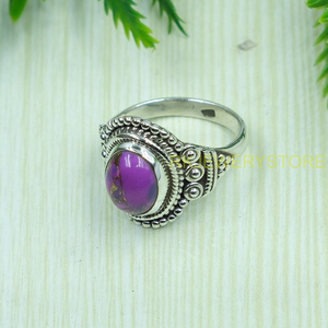 Natural Purple Copper Turquoise <b>Ring</b> 925 Sterling <b>Silver</b> Handmade Boho <b>Statement</b> <b>Ring</b> for Women VintageDesigner Gemstone Jewelry - Product Image 2