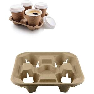 Paquete de 4 Portavasos Resistentes y Ecológicos para Llevar de Restaurante, Calidad Profesional, Fabricados con Fibra de Caña de Azúcar, para Bebidas Calientes - Product Image 1