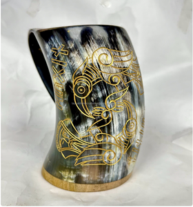 Mug en corne de vache poli et gravé à la main, design naturel unique pour la décoration intérieure, bière - Product Image 3