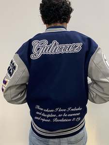 Fabricant de vestes universitaires unisexes écologiques personnalisées, avec patch en chenille brodé, veste de baseball de style universitaire, veste bomber - Product Image 5