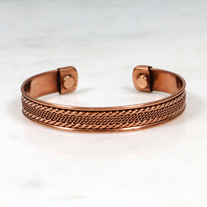 Bracelet manchette magnétique vintage en laiton et cuivre – Jonc tressé ajustable pour hommes et femmes – Bijou soulageant les douleurs arthritiques - Product Image 5