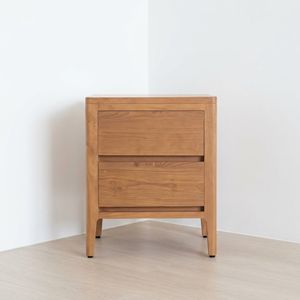 Natural Teak <b>2</b> <b>Drawer</b> Nightstand Mid Century Bedside Cabinet for Hospitality Projects OEM Wholesale from Jepara Indonesia - Product Image 2