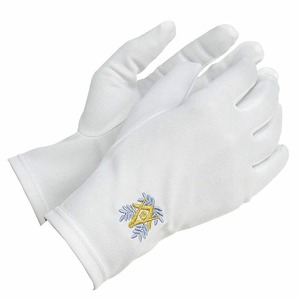 Guantes Masónicos Blancos Suaves y Cómodos, Personalizables, al por Mayor, de Algodón con Bordado - Product Image 1