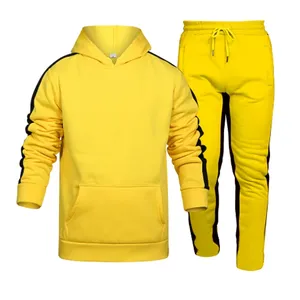 Nouvel ensemble de survêtement décontracté pour homme automne-hiver : sweat à capuche rayé et pantalon – Tenue de sport et de gym - Product Image 3