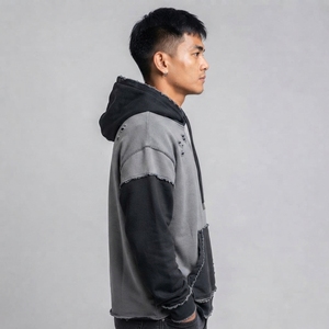 Sudadera con capucha para hombre, estilo desgastado, con tela suave, diseño moderno, ajuste cómodo, costuras duraderas y estilo urbano moderno para uso diario. - Product Image 2