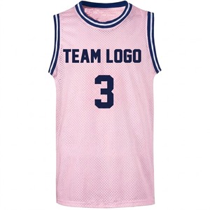 Camiseta deportiva de baloncesto rosa claro personalizada, transpirable, de secado rápido, ligera, de malla de alta calidad. - Product Image 1