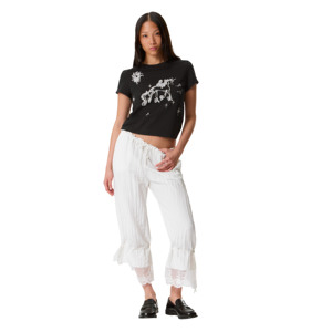 Camiseta de Manga Corta para Mujer, Personalizada al por Mayor, Holgada, Informal, de Verano, con Estampado Serigrafiado, de Secado Rápido, 220g, de Algodón Tejido, Cuello Redondo - Product Image 2