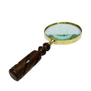 แว่นขยายแบบมือถือขนาด 4 นิ้ว พร้อมด้ามไม้ขัดเงาและกรอบทองเหลือง |   แว่นขยายอ่านหนังสือแบบกระจกออปติคอล (ไม่สามารถพับได้) - Product Image 1