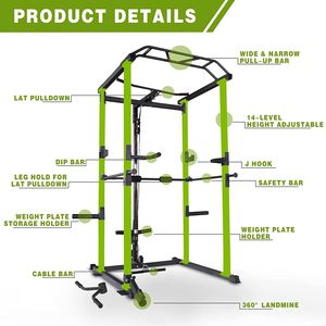 Home <b>Adjustable</b> 1000Lbs Capacity Power Cage Multi-Function Station Pullup Squat Fitness <b>Barbell</b> Gym Rack Comprehensive Home Gym - Product Image 6