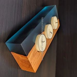 Porta Incienso de Madera Epoxi de Diseño Moderno con Bandeja de Cobre para Uso con Oud y Carbón Vegetal de Falak World Export - Product Image 1