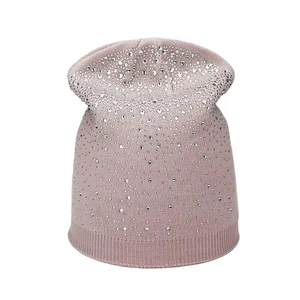 Elegant Unisex Beanie Hat With Rhinestone Decoration Solid Color Knitted <b>Winter</b> <b>Cap</b> For Adults - Product Image 1