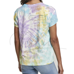 Camiseta Tie & Dye Personalizada de Alta Calidad para Mujer, Cuello Redondo, Manga Corta, Ecológica, Informal, para Yoga - Product Image 4