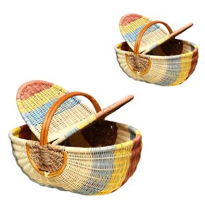 Customizable Natural RATTAN HARVEST <b>BASKET</b> PICNIC <b>BASKET</b> <b>with</b> <b>Handle</b> Picnic, Grocery and Storage <b>Basket</b> - Product Image 1