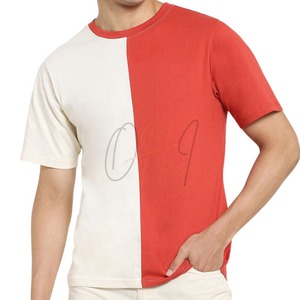 เสื้อยืดคอกลมแขนสั้นระบายอากาศลายกราฟิกผูกสีบล็อกลำลองสำหรับผู้ชาย - Product Image 1