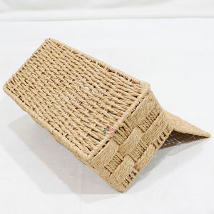 Panier de rangement écologique en papier tissé avec couvercle, organisateur polyvalent pour les cadeaux et la décoration intérieure. - Product Image 2