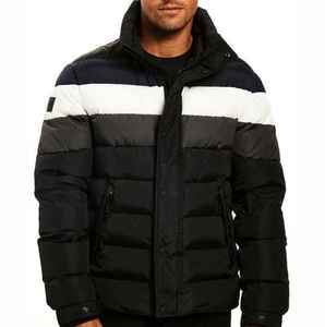 Chaqueta Acolchada para Hombre con Bloques de Color, Cuello Alto, Cierre de Cremallera, Resistente al Viento, Gruesa, de Poliéster, Estilo Casual para Invierno - Product Image 6