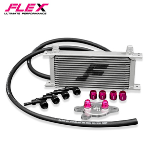Kit de refroidisseur d'huile FLEX 16 rangées grand ensemble avec tuyau noir NCR de 3/8 pouces à ajustement direct pour MAZDA 2, 3, CX-3, CX-30, CX-5, CX-8 - Product Image 1