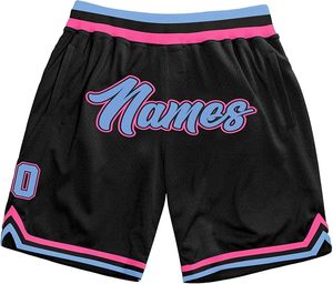 Shorts de basket personnalisés pour hommes et garçons, avec nom et numéro brodés, en tricot côtelé, avec poches. - Product Image 4