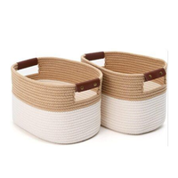 Panier de rangement rond pliable en corde de coton tressé à la main HS 6825 Taille M Marque Haprosimex Saigon Organisation durable pour la maison