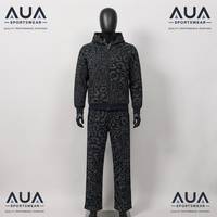 Setelan Olahraga Wanita Motif Leopard Hoodie Celana Panjang Gaya Kasual 100% Poliester Bernapas Berat Sedang
