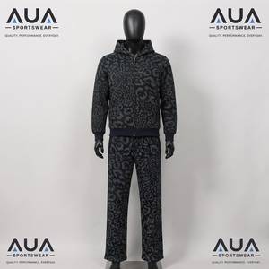 Women Leopard Print Tracksuit Set Hooded Sweatshirt Full Length <b>Pants</b> Casual Style 100% Polyester Breathable Midweight - Product Image 2
