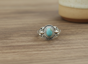 Natural Arizona Turquoise 925 Sterling Silver Handmade <b>Boho</b> Vintage Tribal Oval <b>Ring</b> Statement Jewelry Christmas gift for women - Product Image 5